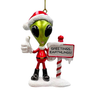greetings earthlings alien ornament