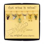 fruit, wine, and cheese inspired charms, set of 6 - assorted