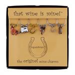 western inspired wine charms, set of 6 - assorted