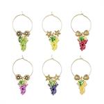 fruit, wine, and cheese inspired charms, set of 6 - assorted