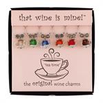 tea time wine charms, set of 6