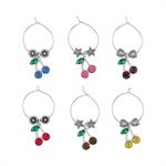 fruit, wine, and cheese inspired charms, set of 6 - assorted