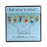 summer & ocean inspired wine charms, set of 6