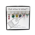 fruit, wine, and cheese inspired charms, set of 6 - assorted