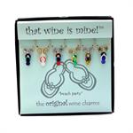 summer & ocean inspired wine charms, set of 6