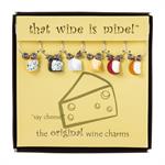 fruit, wine, and cheese inspired charms, set of 6 - assorted