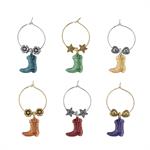 western inspired wine charms, set of 6 - assorted