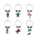 summer & ocean inspired wine charms, set of 6