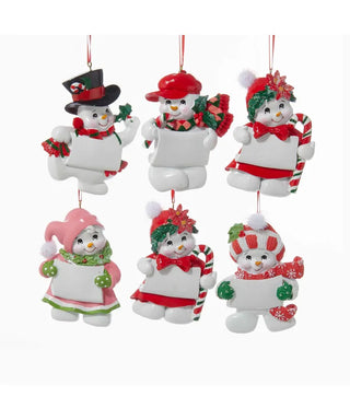 3.75" snow kid ornaments for personalization - assorted