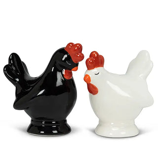 black & white chicken salt & pepper set