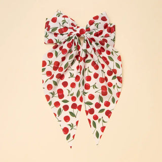 cherry pattern bow barrette hair clip