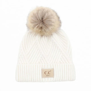 kids pom crisscross kids' beanie - assorted