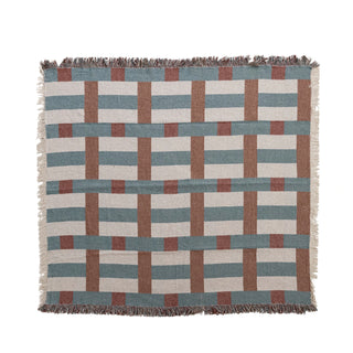 woven recycled cotton blend jacquard throw blanket