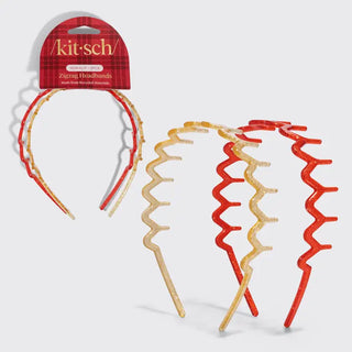 zig zag headband 2 pc set - gold & red