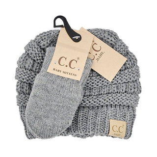 baby solid knit beanie and mittens set - assorted