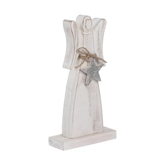 15.5" white washed wood angel