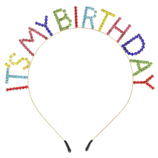 rhinestone 'it's my birthday' text headband