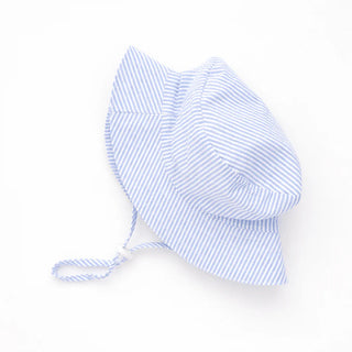 blue seersucker bucket hat upf 50+ w/ adjustable breakaway strap