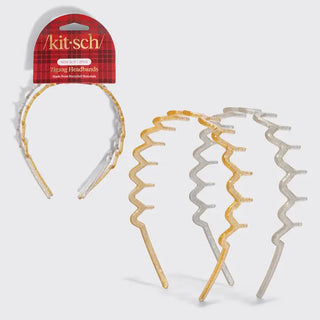 zig zag headband 2 pc set - gold & silver