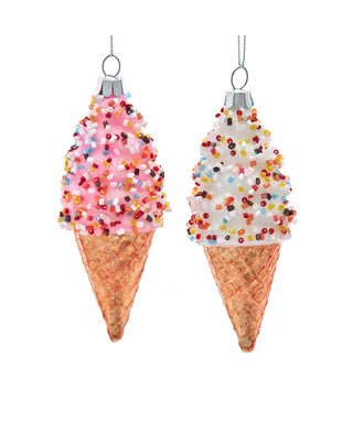 4.25" glass ice cream ornaments - assorted