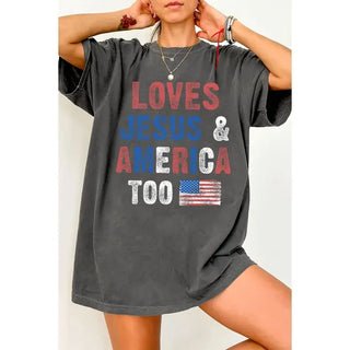 love jesus n america too mineral graphic tee
