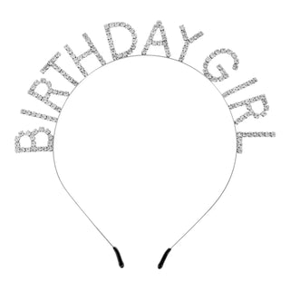 rhinestone 'birthday girl' text headband - assorted