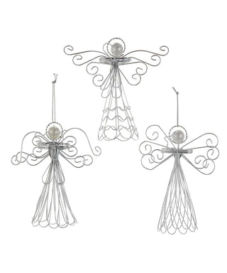 4.7" silver angel with pearl head ornaments - assorted