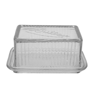 pressed glass butter dish
