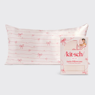 satin pillowcase in striped bows-king