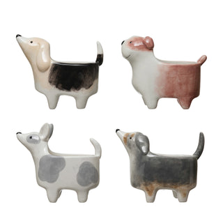 hand painted ceramic dog planters - assorted