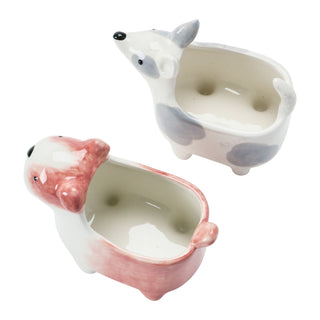 hand painted ceramic dog planters - assorted