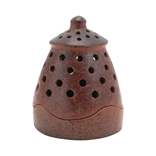 handmade terracotta lantern with cut-outs & lid