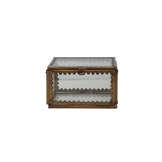 brass & glass display box with scalloped edges