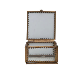 brass & glass display box with scalloped edges