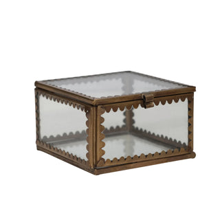brass & glass display box with scalloped edges
