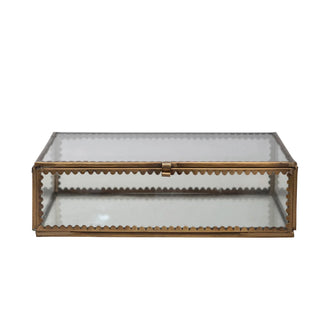 brass & glass display box with scalloped edges