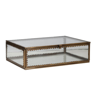 brass & glass display box with scalloped edges