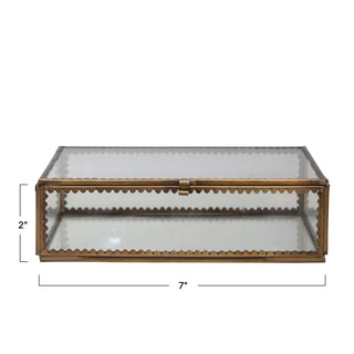 brass & glass display box with scalloped edges