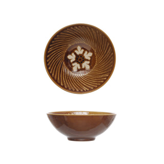 hand-painted stoneware serving bowl