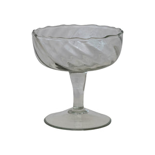 hand-blown twisted stemmed coupe glass