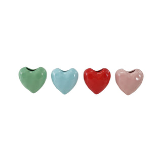 stoneware heart shaped mini vases with magnets - assorted