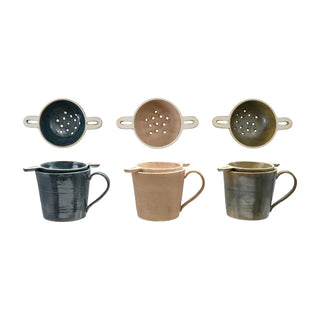 14 oz stoneware mug with strainer