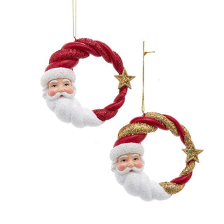 3.63" red & gold santa head ornaments - assorted