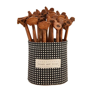 farm animal wood spoons - assorted