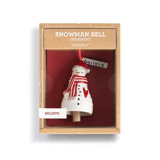 believe snowman red heart mini bell
