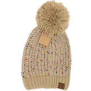 chenille confetti pom beanie - assorted