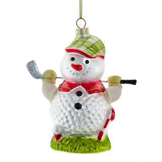 5" glass golf snowman ornament