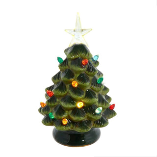 8" LED lighted ceramic green tree