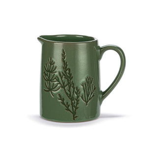 green pressed floral mini ceramic pitcher