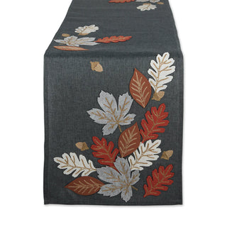 autumn leaves embroidered table runner